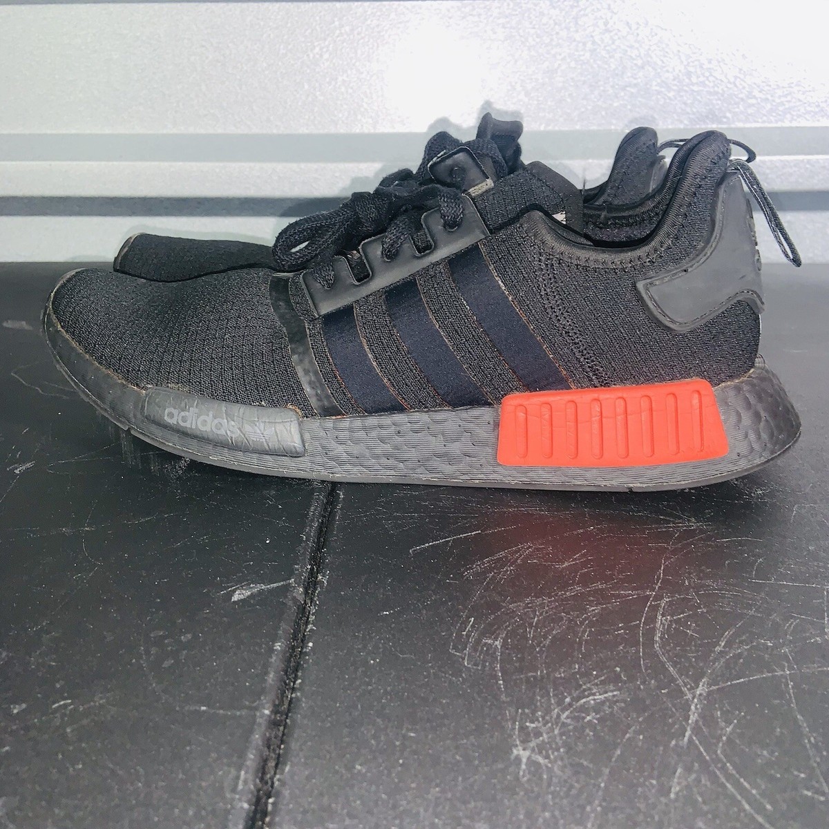 Adidas NMD R1 Black Lush Red Running Shoes B37618 Men Size