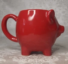Food Network Stoneware 3D Pig Mug Red Planter (perfect for succulents)