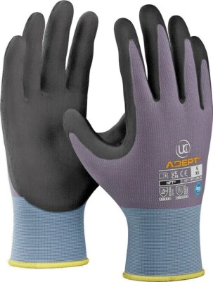 10 x UCI Adept Nylon & Lycra Comfortable Breathable NFT Nitrile Foam Gloves