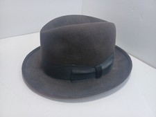 Vintage Pedigreed Thoroughbred Coney Fur Fedora Hat - Size 7 - Black -