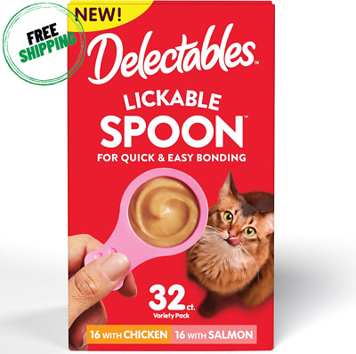 Hartz New Delectables Lickable Spoon Interactive Lickable Cat Treats, Pack of 32