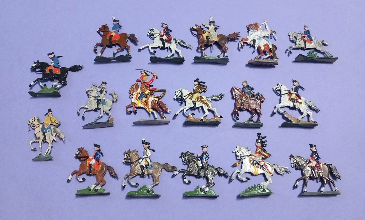 Plats d'étain - Zinnfiguren - 14 cavaliers prussiens guerre