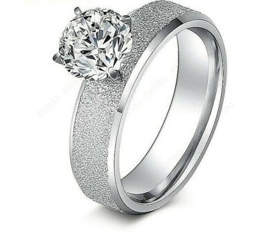 Fashion Ring Silber Edelstahl Matt Cubic Zirkon Damen Modeschmuck