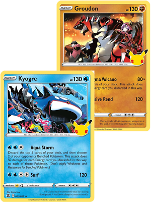 Kit Carta Pokémon Lendários Groudon e Kyogre Celebrações