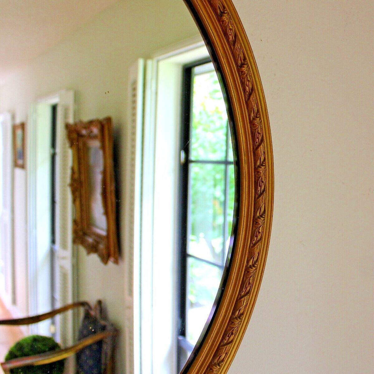 Vintage Empire Style Round Mirror with Gilt Wood Frame | eBay Vintage Empire Style Round Mirror with Gilt Wood Frame | eBay