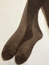 Vintage Unbranded Dark Brown Pattern Nylon Hosiery Stockings Size 10 RF1001-4 