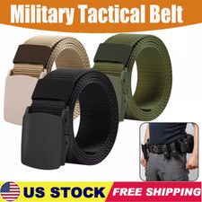 Men's Plastic Buckle Nylon Canvas Tactical Waistband Webbing Military Belt 47"