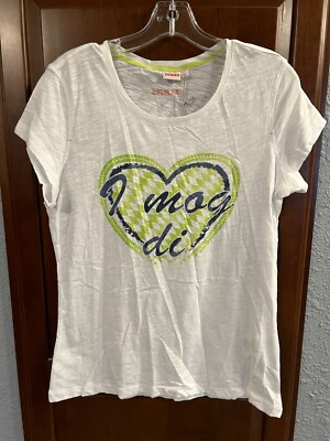 Claas Service And Parts Ladies Large White T-shirt  I Mog Di  (I Love You) NWT