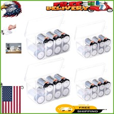 Set of 4 Clear Battery Storage Boxes for C D Batteries - Modern Organizer