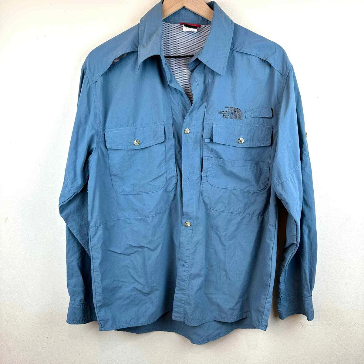 The North Face Blue Long Sleeve Button Up Fishing Shirt M- L Read