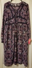 Xhilaration - Sheer Lace Up Front Floral Midi Dress Size M    NWT    B6/
