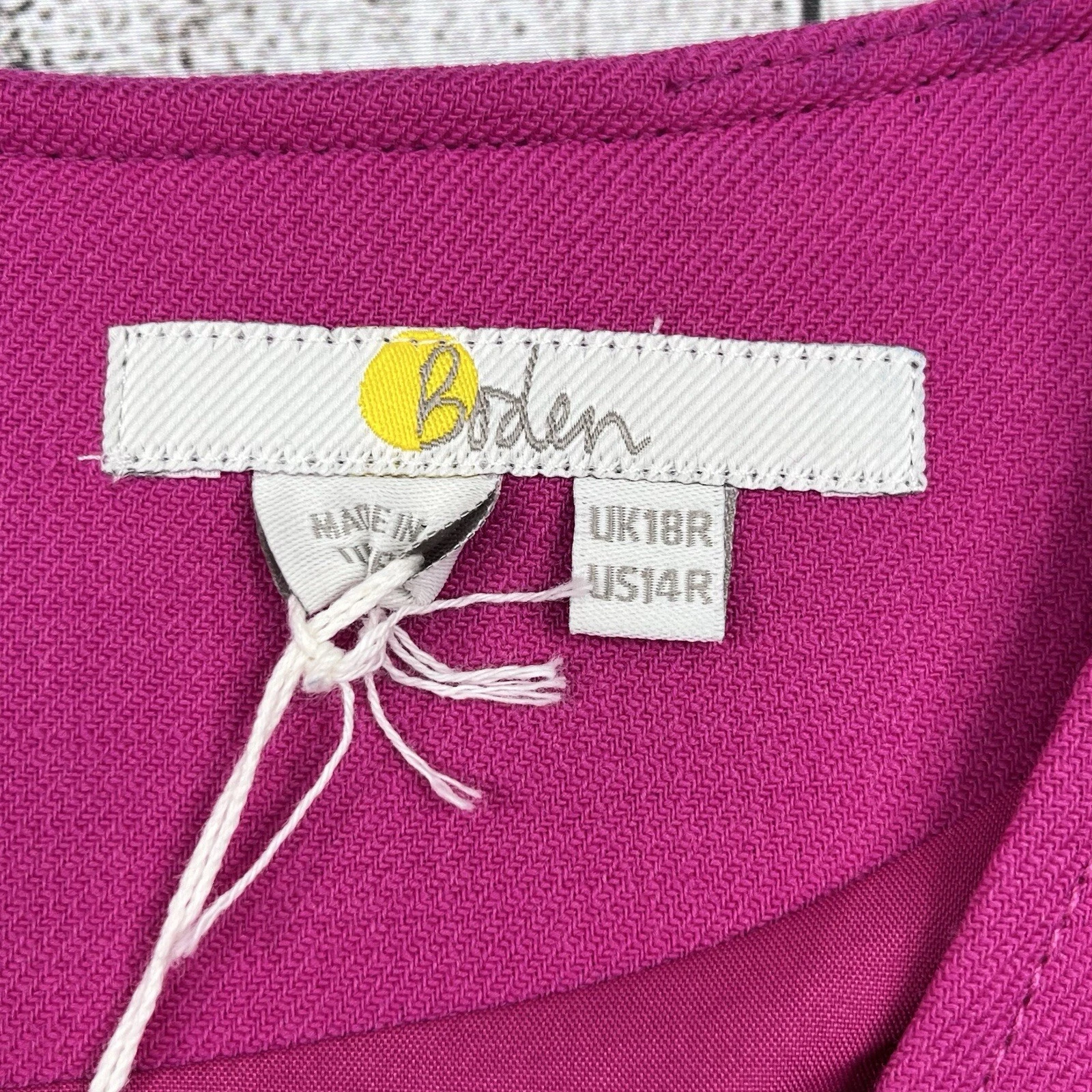 VETEMENTS Nuovo mini abito Boden taglia 14 R rosa scollo a V misto lana senza maniche aderente e svasato