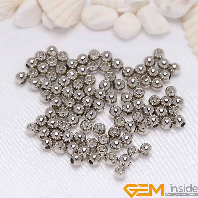 100pcs 14K White Gold Filled Beads Smooth Spacer Jewelry Making Beads  Seamless