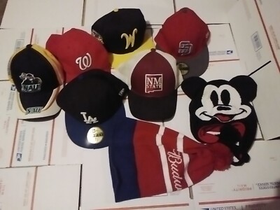 Junk Drawer Large Sports Beanie Hats Resale Lot Preowned Good Condition#560