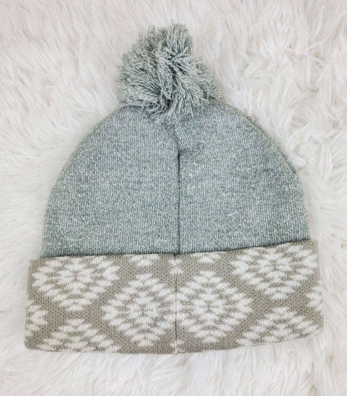 Women's Gray Aztec Pom Beanie Hat One Size Fits All-image