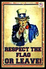RESPECT THE FLAG METAL SIGN USA! 8"X12" MAN CAVE BAR U.S. PATRIOTIC UNCLE SAM