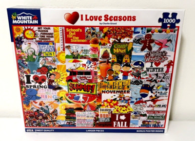 White Mountain Puzzle 1000 Pc Jigsaw Puzzle I Love Seasons 24'' x 30'' New Sealed