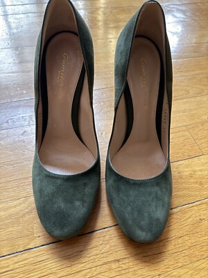 GIANVITO ROSSI OLIVE SUEDE 3.5'' WOMEN'S PUMPS SHOES SIZE 8.5/39