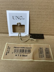 Authentic UNO de 50 H T 2 STUD (1) Earring, Gold Plated HEART - with Tags