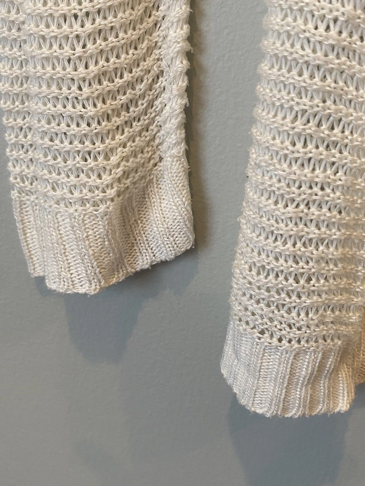 OFF WHITE Dite cosa? Cardigan aperto davanti con cappuccio bianco sporco in maglia larga taglia small