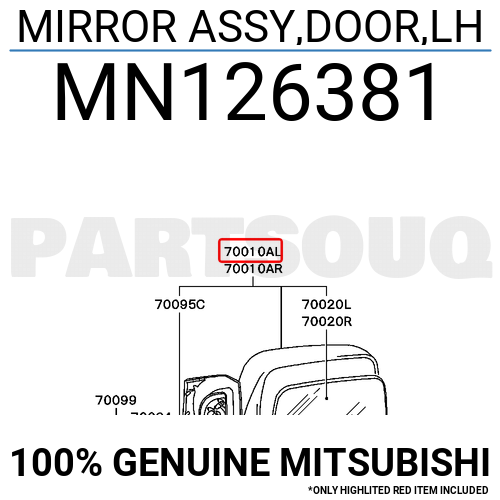 MN126381 Genuine Mitsubishi MIRROR ASSY,DOOR,LH OEM | eBay 
