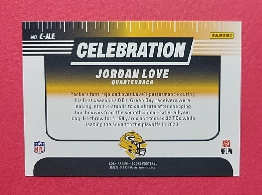 Jordan Love - Packers - 2024 Score - Celebration - Red Parallel - #C-JLE - Image 2 of 2