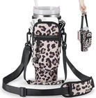 Water Bottle Carrier 30 40 oz for Stanley Tumbler with Phone Pocket Leopard Prin