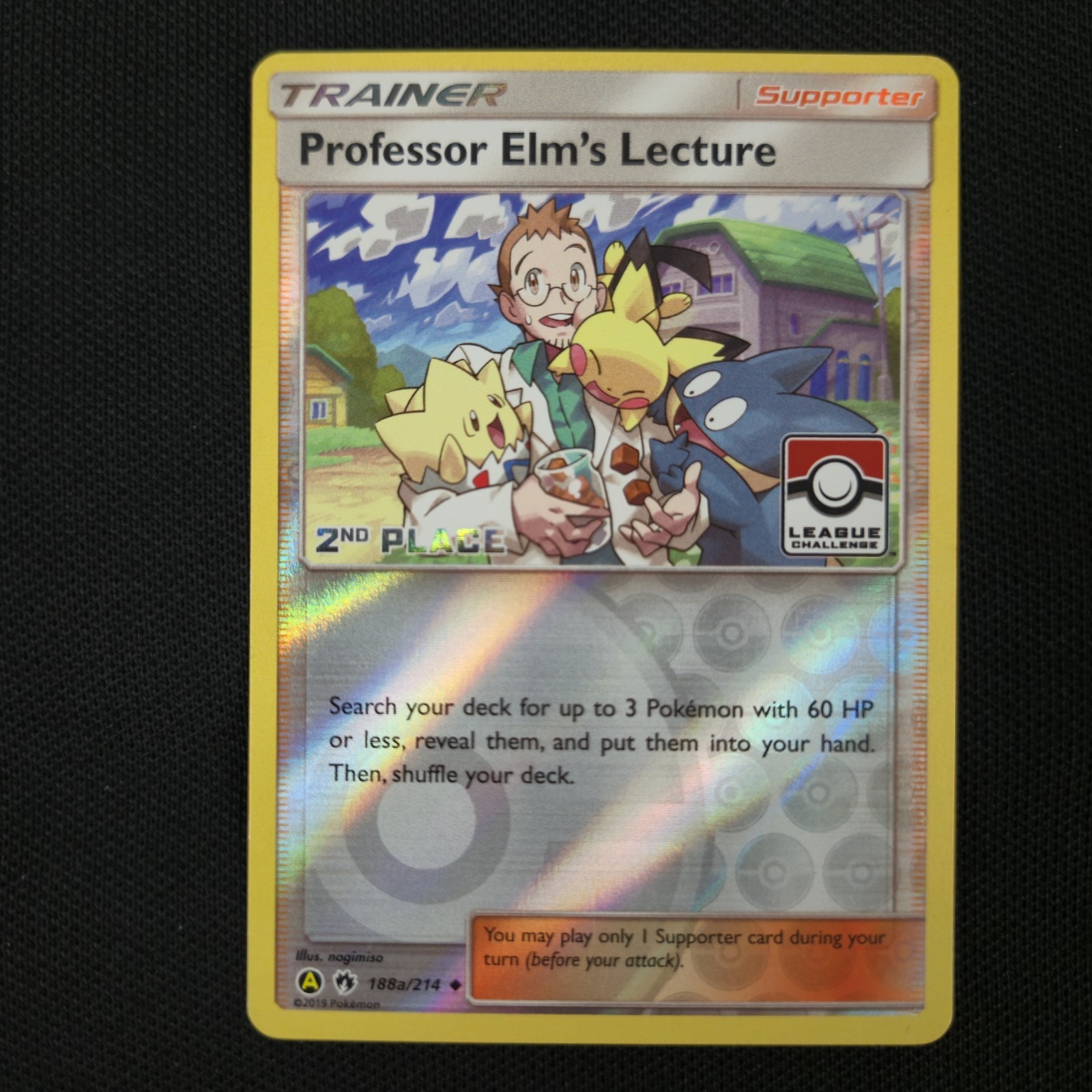 2ND PLACE Professor Elm's Lecture League Challenge Promo Second Pokemon Card
