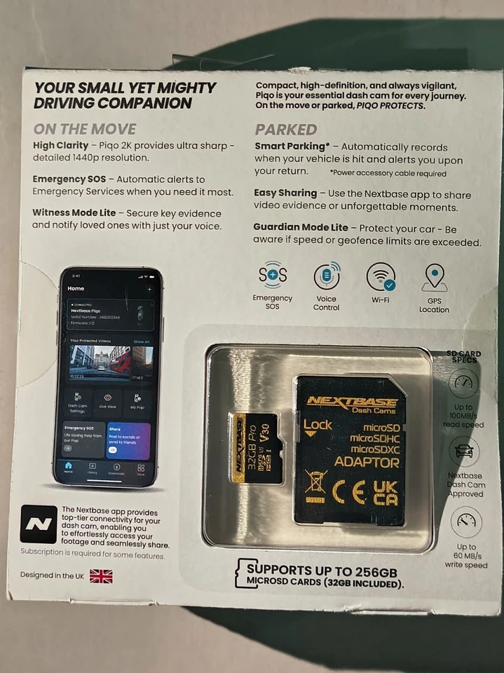Cámara de tablero Nextbase Piqo 2K 1440p - negra - con tarjeta SD - NUEVA SELLADA Foto 2 de 2