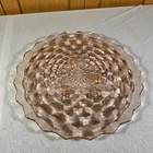 Vintage American Whitehall 12" Pink Depression Glass Cake Plate Cubist Tumble Bl