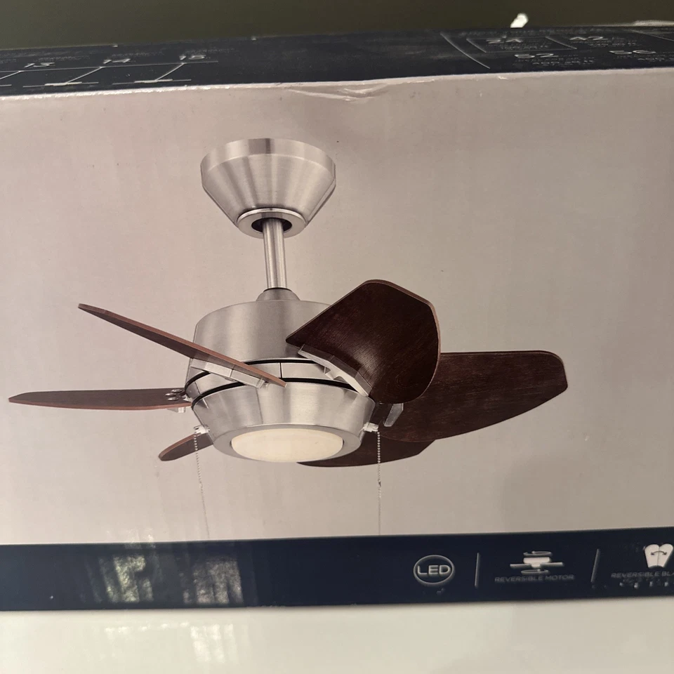 Harbor Breeze Gaskin 24" Ceiling Fan W/Light Brushed Nickel Cherry/Driftwood NIB - Image 3 of 4