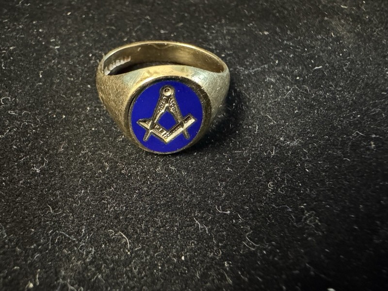 gold freemason masonic ring size 9.25 brotherhood square compass Fraternity