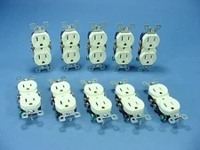 10 Leviton Residential Almond Duplex Receptacle Outlets 15A + Unbreakable Covers