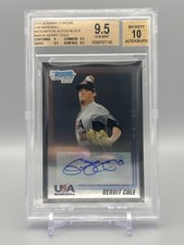 Gerrit Cole Autograph Rookie Card (RC) - 2010 Bowman Chrome USA #WR28 Bl BGS 9.5