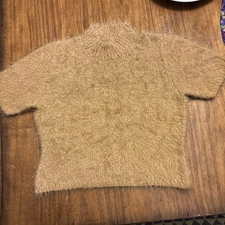 Handknit Anny Blatt Design & Yarn Camel Petite  Small Sweater Vintage 90s