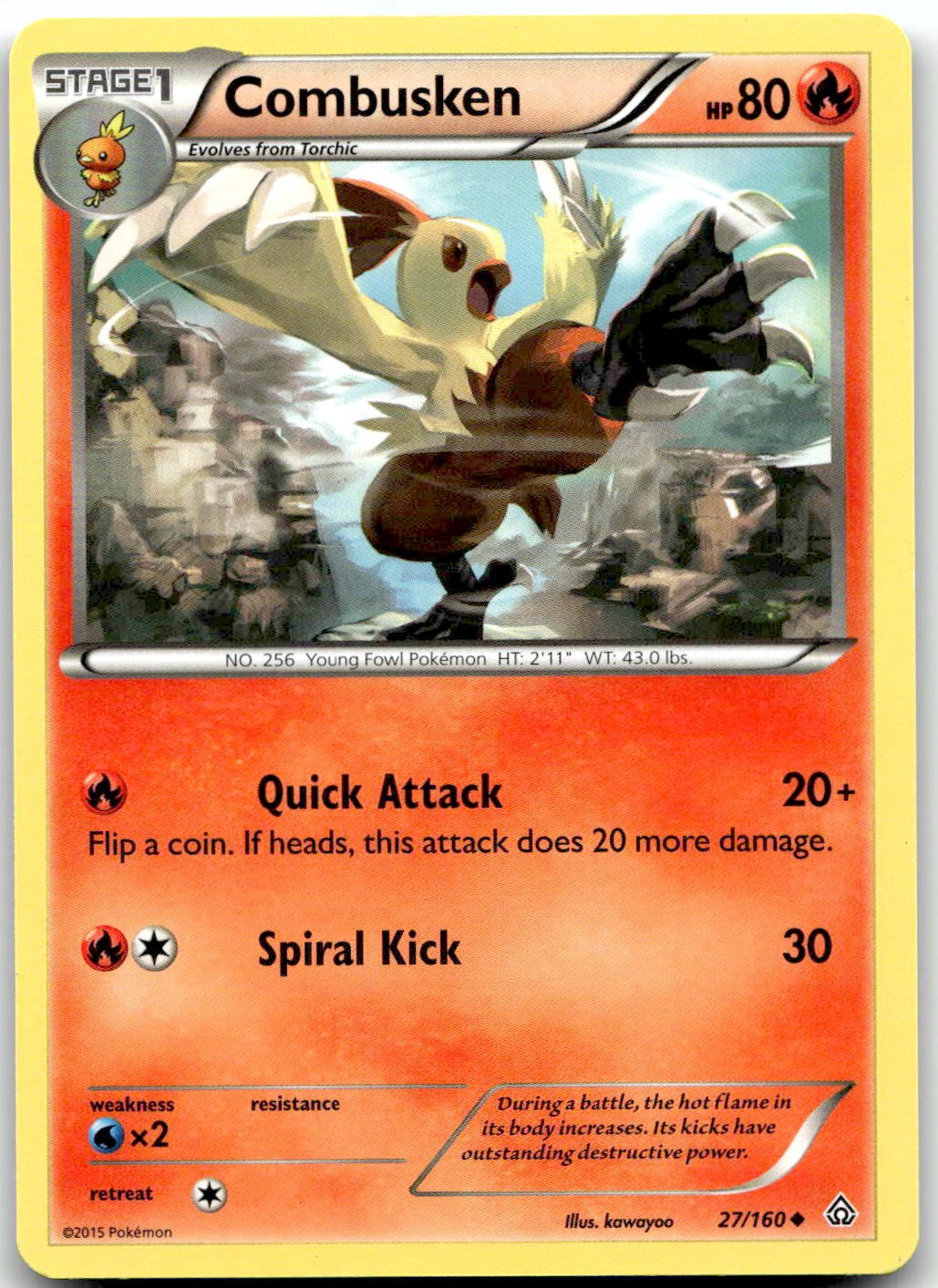 Pokemon Combusken Primal Clash PRC #27/160 Uncommon LP BUY 2, 1 FREE!