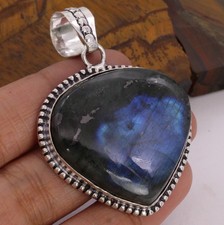Firey Labradorite 925 Silver Plated Handmade Pendant of 1.8