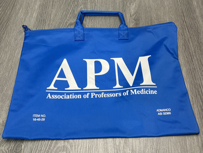 APM Association of Professors of Medicine Blue Zippered Tote Bag Advertising