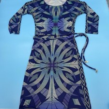 Vintage Emilio Pucci 2 Piece Skirt Set 100 Silk Geometric Pattern Multi Size 6