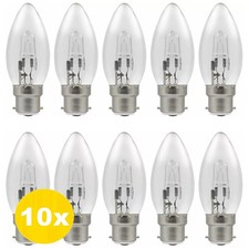 Image of Halogen Candle Bulb 42w (60w) Watt BC B22d Eco Lamp Bayonet Cap Fitting 10 Pack