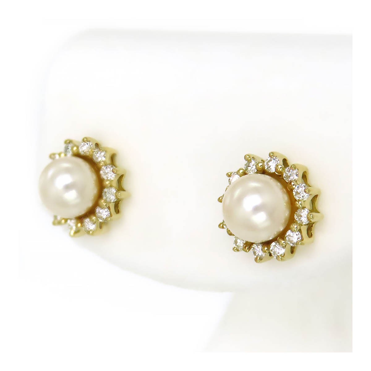 Tiffany K18YG Pearl Diamond Earrings 750 Ladies Used Jewelry TIFFANY Co