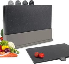 Index Chopping Board Set, 4-Pieces Plastic Cutting Boards with Food Icons and...