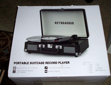 Retro Audio Portable Suitcase Record Player 3-Speed White Rose Gold SEALED NEW