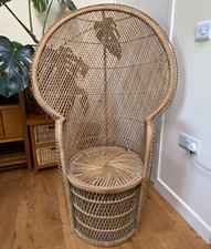 Vintage 1970s Wicker Peacock Chair - Large 54" Tall