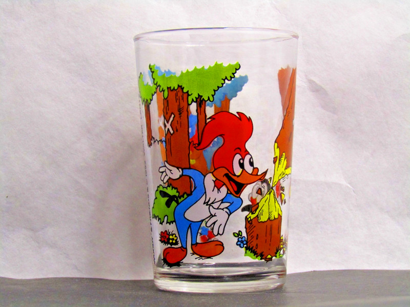 Rare French 1992 Woody Woodpecker Chilly Willy Mustard Juice Glass