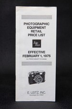 Original Leitz Leica Photographic Equipment Retail Price List February 1975