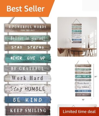 Rustic Inspirational Wall Art Décor: Motivational Quotes in 12x24 Size