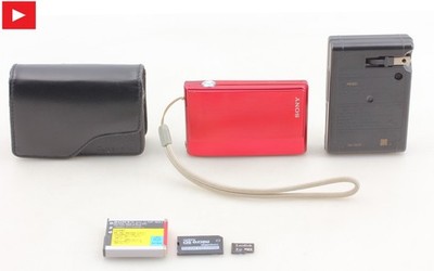 【EXC +5】 Sony Cyber-shot DSC-T100 Red Compact Digital Camera 8.1MP 5x from JAPAN