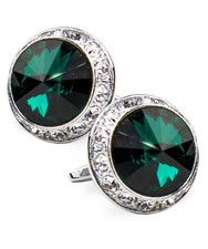 Large Bling Color Stone Cuff Links for Men   Tuxedo Suit Cufflinks Emerald/Si...