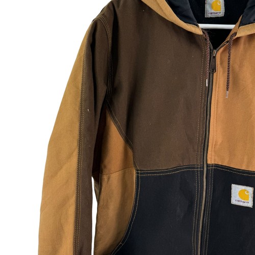 Carhartt Reworked Braun Schwarz Herren Freizeit Kapuze Workwear Reißverschluss Jacke | M/L - Bild 3 von 5